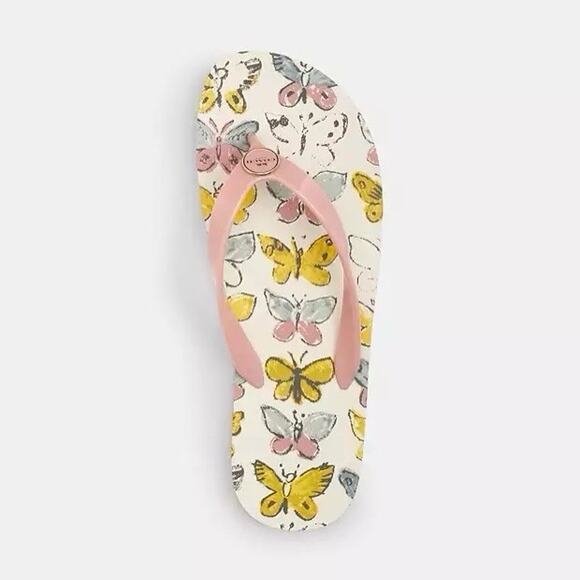 NWT Coach Zayn Flip Flop With Butterfly Print Pink/Chalk CAR24 US 6 - Picture 8 of 10